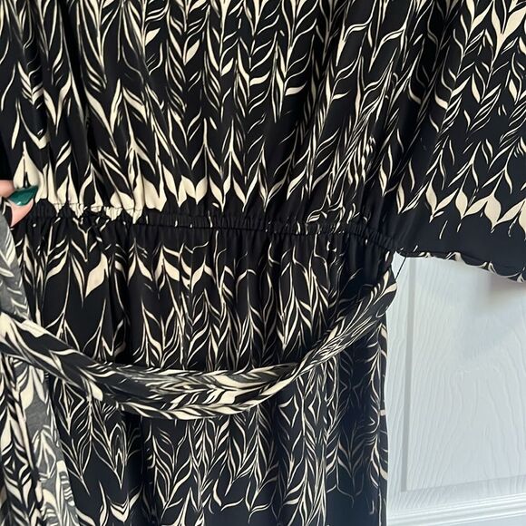 Karen Zambos - Black Patterned Tunic Shirt - Size Small - Belted Top - Picture 3 of 3